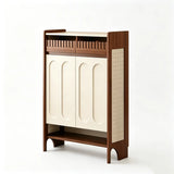 Walnut and White Shoe Storage Cabinet with Drawers and Adjustable Shelves Image - 8