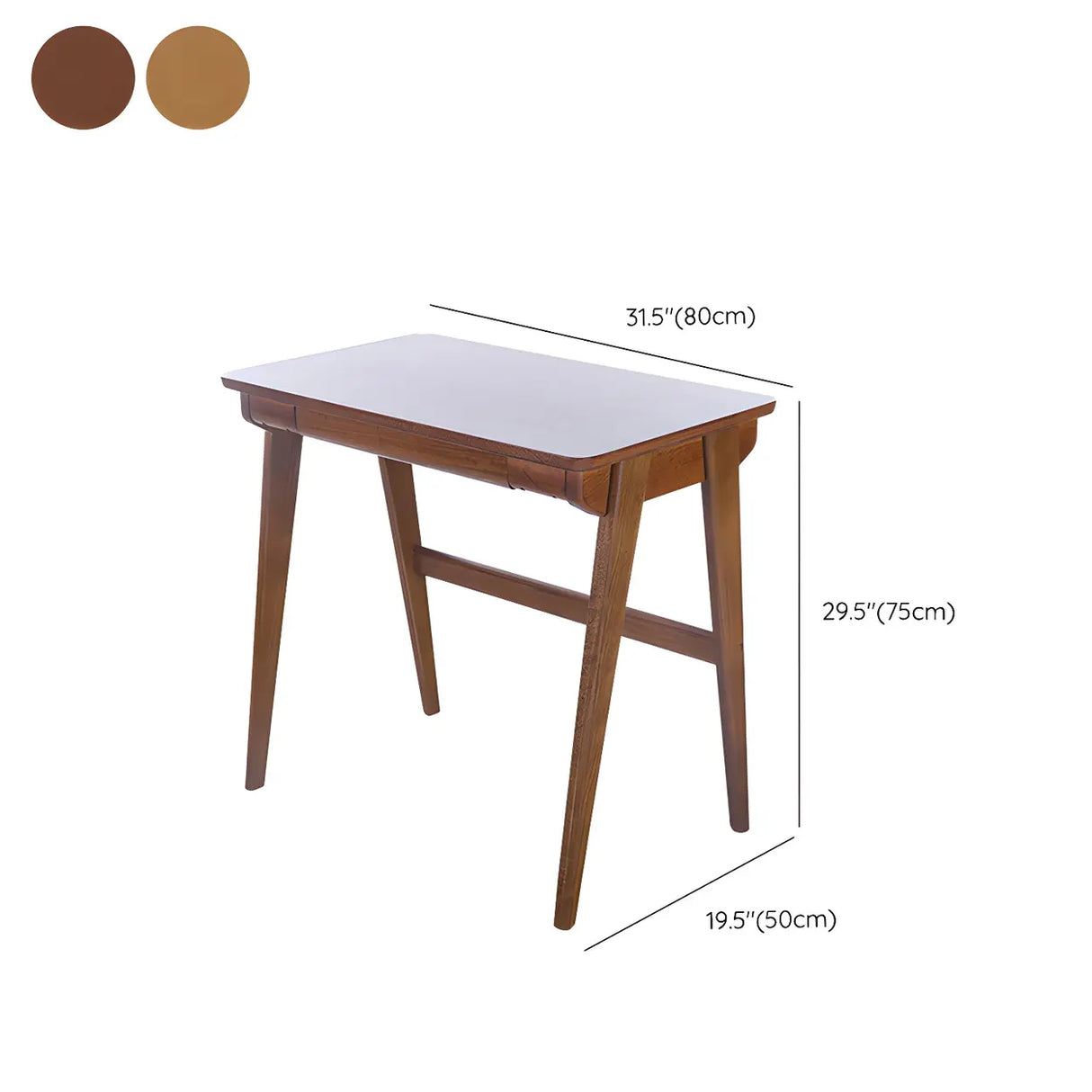 Walnut Beech Wood Drawers Rectangular Writing Desk 