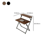 Walnut-Black Foldable Wood Rectangular Small Desk Image - 29