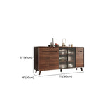 Walnut Brown Large Sideboard with Storage and Shelves Image - 22