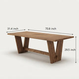 Walnut Finish Solid Pine Wood Rectangular Dining Table with 4 Legs Image - 11