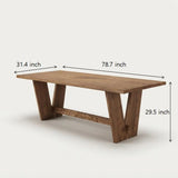 Walnut Finish Solid Pine Wood Rectangular Dining Table with 4 Legs Image - 12
