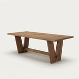 Walnut 55.1"W x 27.5"D x 29.5"H Walnut Finish Solid Pine Wood Rectangular Dining Table with 4 Legs Image - 2