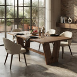Walnut Finish Solid Pine Wood Rectangular Dining Table with 4 Legs Image - 3