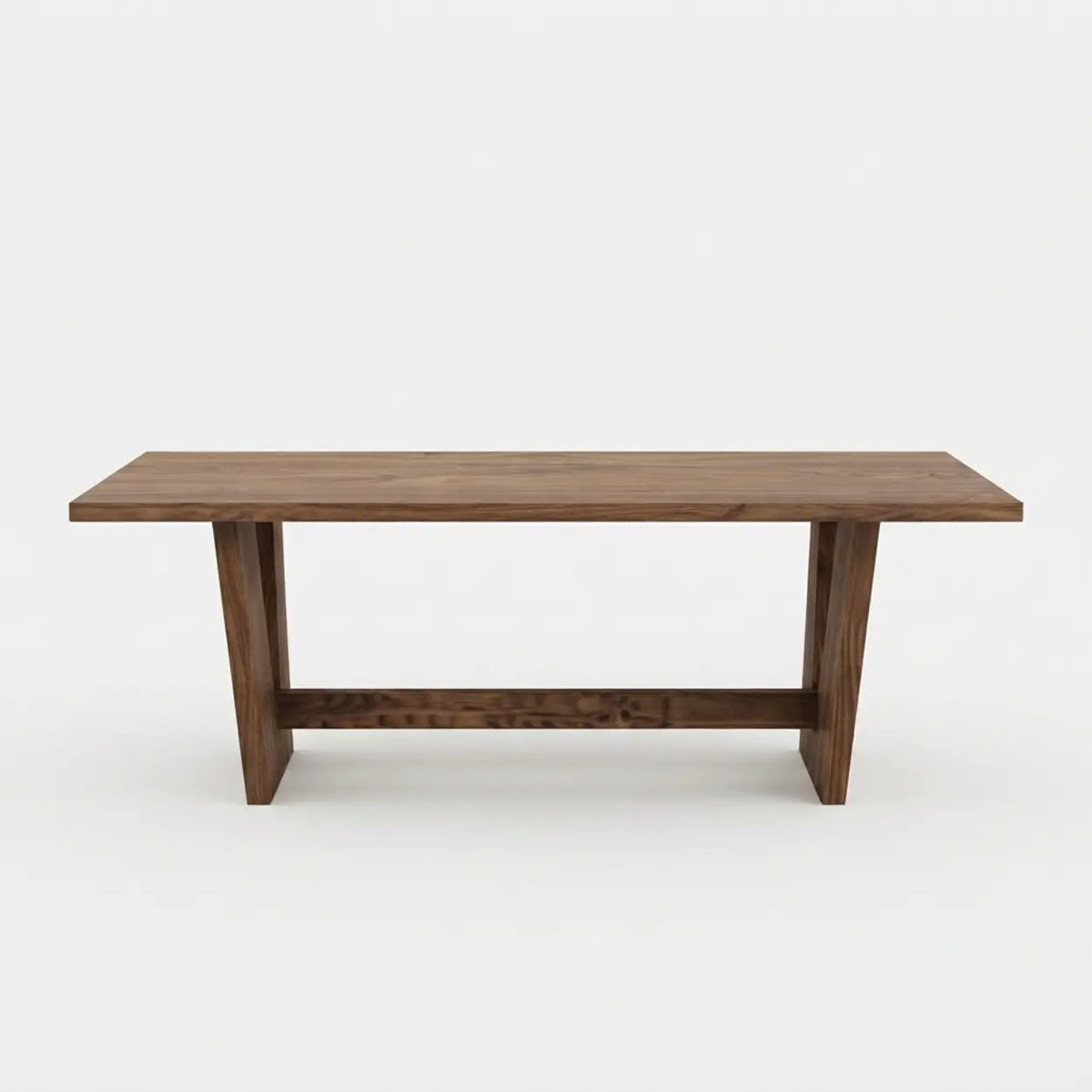 Walnut Finish Solid Pine Wood Rectangular Dining Table with 4 Legs Image - 5
