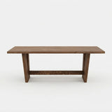 Walnut Finish Solid Pine Wood Rectangular Dining Table with 4 Legs Image - 5