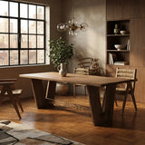 Walnut Finish Solid Pine Wood Rectangular Dining Table with 4 Legs Image - 6