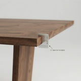 Walnut Finish Solid Pine Wood Rectangular Dining Table with 4 Legs Image - 8