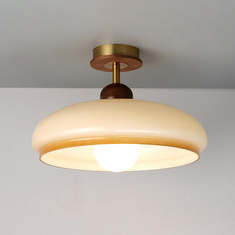 Walnut Gradient Glass Dome Semi-Flush Mount Light Image - 2
