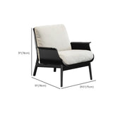 Walnut Oak Four Legs Linen Cushion Back Lounge Chair #size