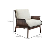 Walnut Oak Four Legs Linen Cushion Back Lounge Chair Image - 22