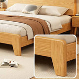 Walnut Queen Headboard Wooden Frame Panel Bed with Shelf Image - 13