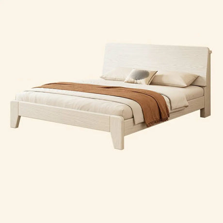 Walnut Queen Headboard Wooden Frame Panel Bed with Shelf Image - 2