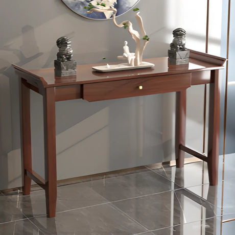 Walnut Rectangular Standard Console Table with Drawer Image - 1