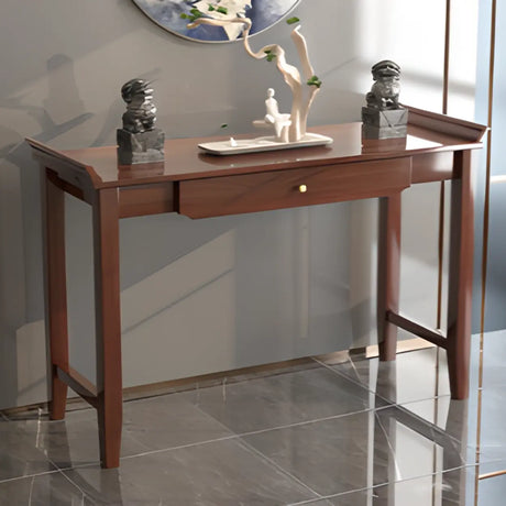 Walnut Rectangular Standard Console Table with Drawer Image - 1