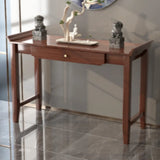 Walnut Rectangular Standard Console Table with Drawer Image - 3
