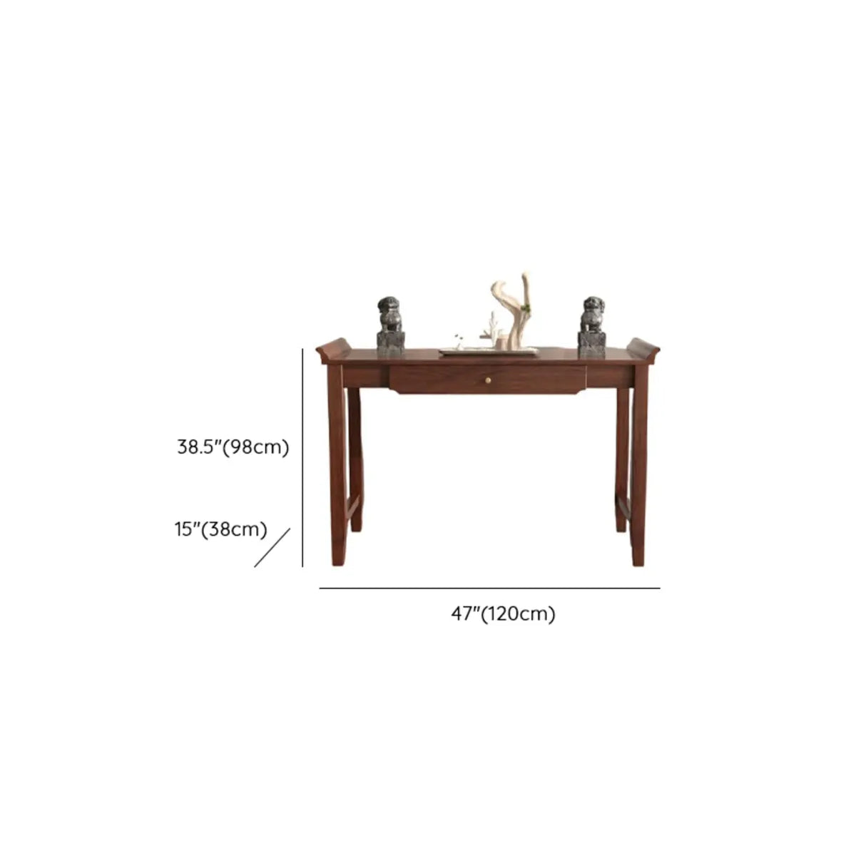 Walnut Rectangular Standard Console Table with Drawer 