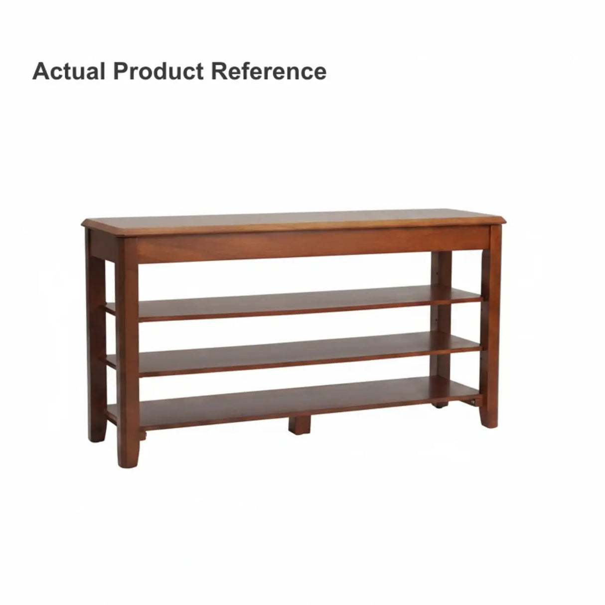 Walnut Rubber Wood Shoe Bench with Adjustable Shelves, 2 or 3 Tier Image - 5