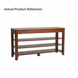 Walnut Rubber Wood Shoe Bench with Adjustable Shelves, 2 or 3 Tier Image - 5