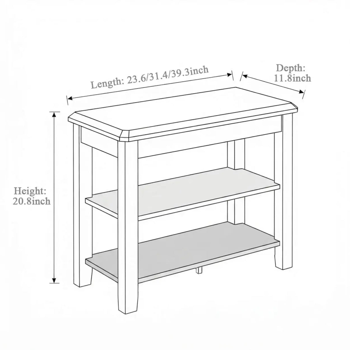 Walnut Rubber Wood Shoe Storage Bench with Adjustable Shelves 