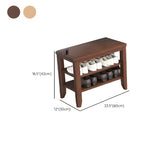 Walnut Rubberwood Entryway Bench with Shoe Storage #size
