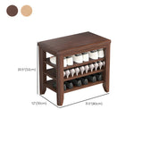 Walnut Rubberwood Entryway Bench with Shoe Storage Image - 32