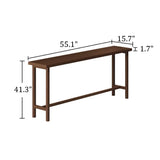 Walnut Solid Wood Narrow Rectangular Bar Table for Kitchen & Dining Image - 9