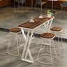 Walnut 47.2"W*17.7"D*41.3"H Walnut Solid Wood Rectangular Bar Table with White Metal Trestle Base Image - 3