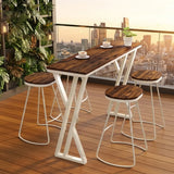 Walnut Solid Wood Rectangular Bar Table with White Metal Trestle Base Image - 6