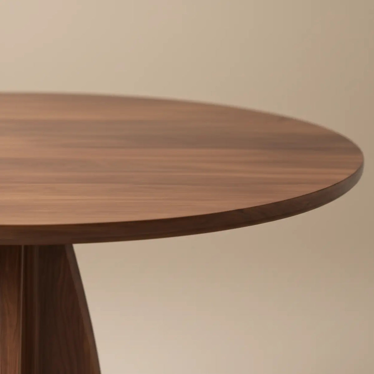 Walnut Solid Wood Round Pedestal Dining Table with Metal Base Image - 5