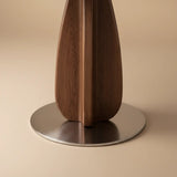 Walnut Solid Wood Round Pedestal Dining Table with Metal Base Image - 7