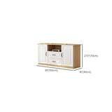 Walnut-White Wood Open Storage Rectangle TV Stand #size