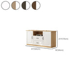Walnut-White Wood Open Storage Rectangle TV Stand Image - 14