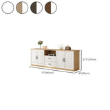 Walnut-White Wood Open Storage Rectangle TV Stand Image - 17