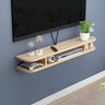 Walnut Wood Floating Mount Open Storage TV Stand Image - 6