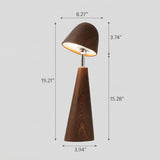 Walnut Wood Grain Ceramic Touch Dimmable LED Table Lamp Image - 12