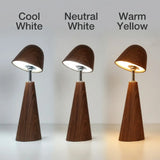 Walnut Wood Grain Ceramic Touch Dimmable LED Table Lamp Image - 4