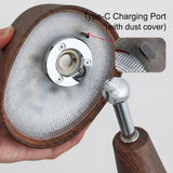 Walnut Wood Grain Ceramic Touch Dimmable LED Table Lamp Image - 8