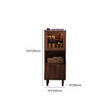 Walnut Wood Narrow Open Storage Buffet with Lighting #size