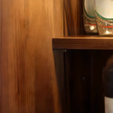 Walnut Wood Narrow Open Storage Buffet with Lighting Image - 8