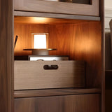 Walnut Wood Narrow Open Storage Buffet with Lighting Image - 9