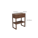 Walnut Wood Storage Console Table with Drawers and Shelves Image - 10