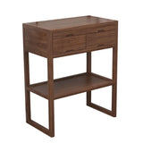 Walnut Wood Storage Console Table with Drawers and Shelves Image - 2
