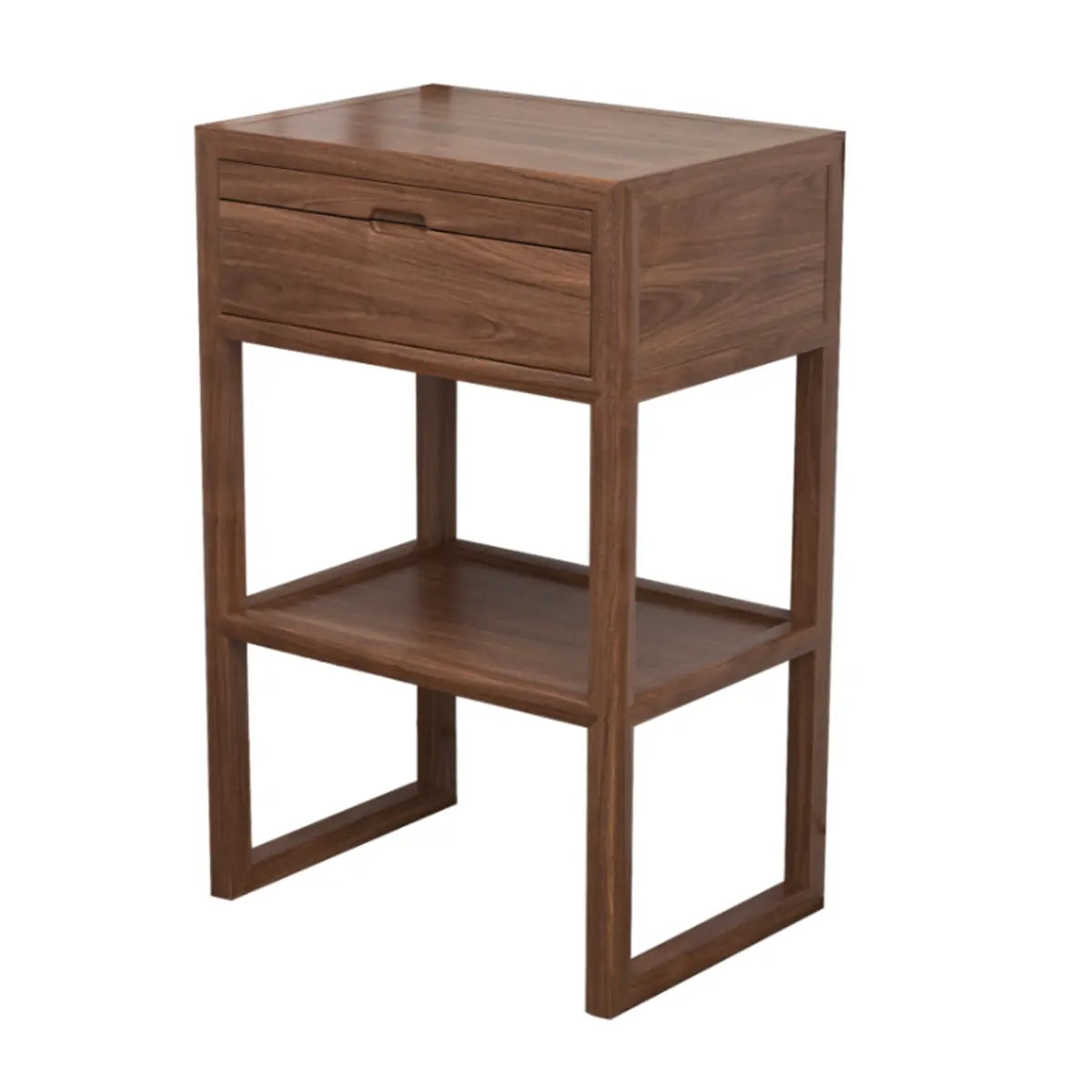 Walnut Wood Storage Console Table with Drawers and Shelves Image - 3
