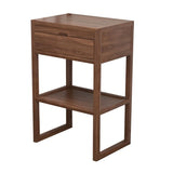 Walnut Wood Storage Console Table with Drawers and Shelves Image - 3
