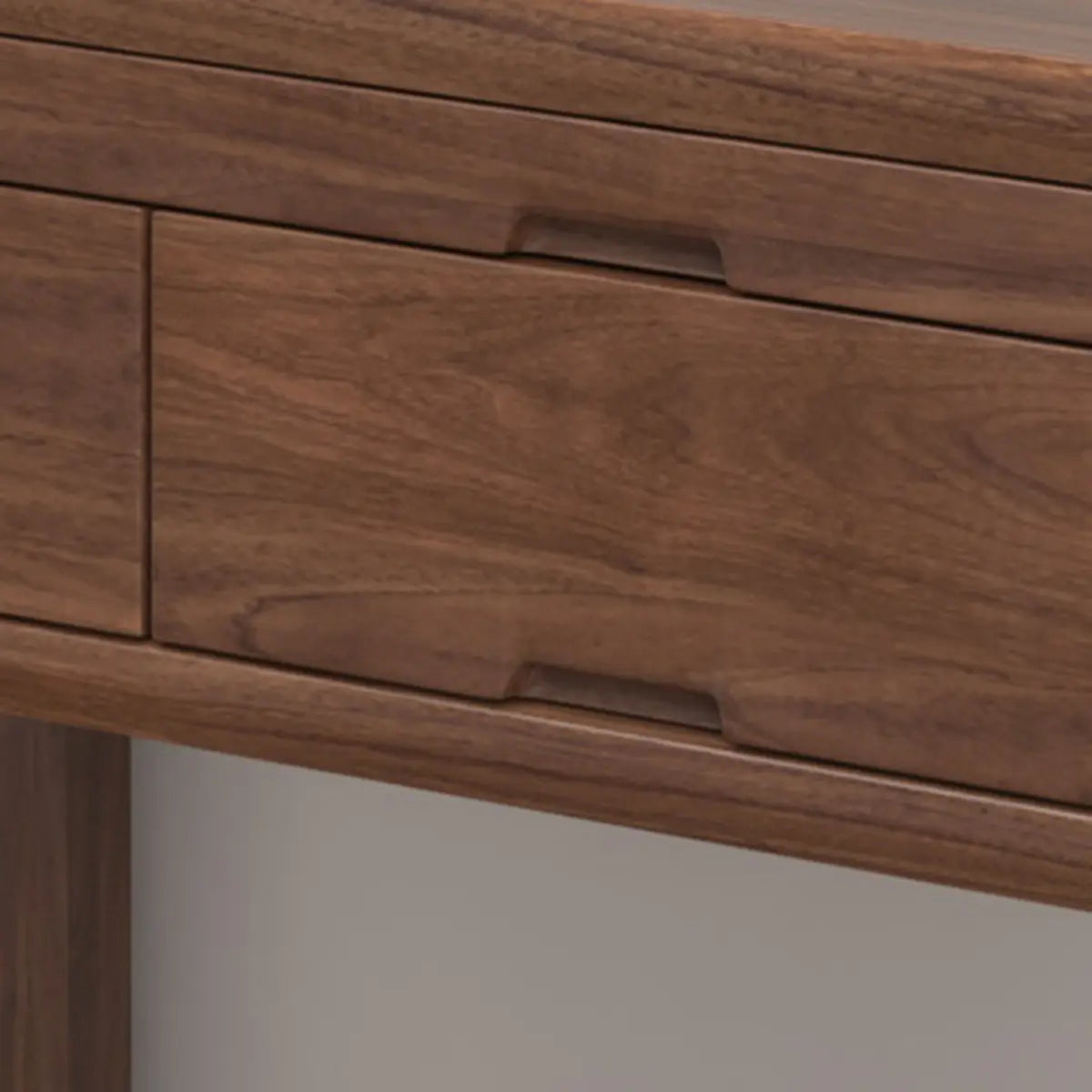 Walnut Wood Storage Console Table with Drawers and Shelves Image - 7