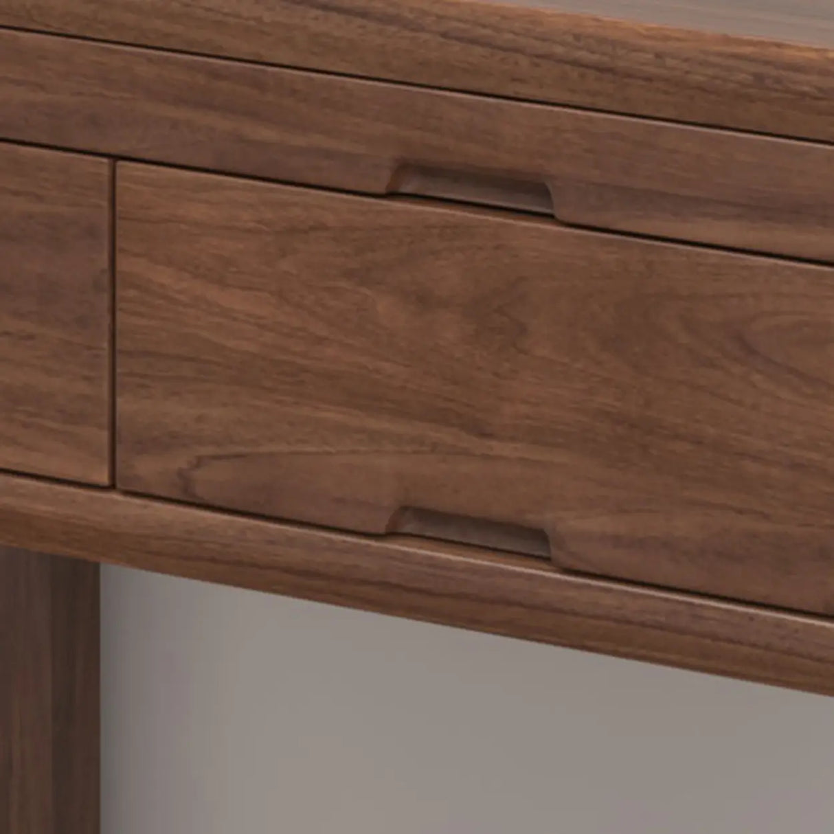 Walnut Wood Storage Console Table with Drawers and Shelves Image - 7