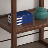 Walnut Wood Storage Console Table with Drawers and Shelves Image - 8