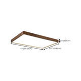 Walnut Wooden Square LED Flush Mount Ceiling Light Image - 23