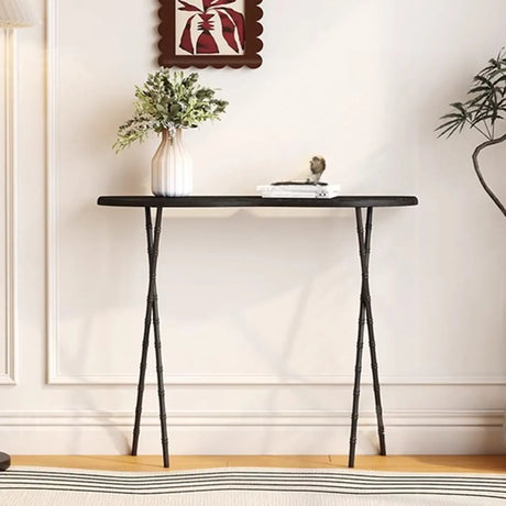 Washable Entry Freeform Black Wood Design Console Table Image - 1